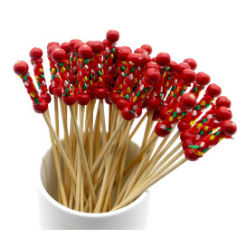 Pique en Bambou Décoré en Rouge 120 mm (5000 Utés)