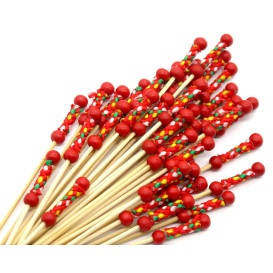 Pique en Bambou Décoré en Rouge 120 mm (5000 Utés)