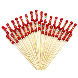 Pique en Bambou Décoré en Rouge 120 mm (200 Utés)