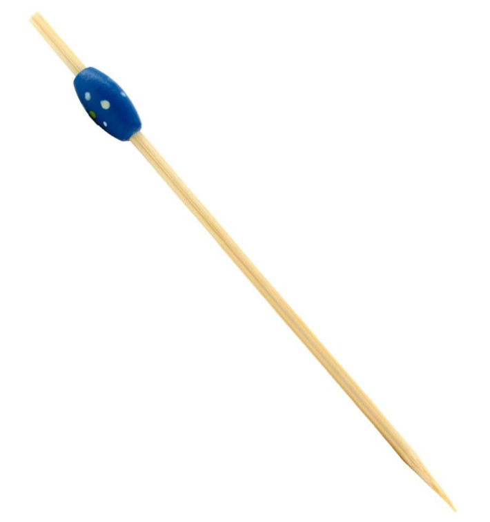 Pique en Bambou "Punteado" Bleu 120mm (5000 Unités)