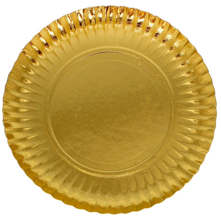 Assiette en Carton Ronde Doré 23 cm (600 Unités)