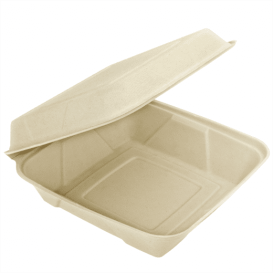 Boîte en Canne à Sucre Naturel 225x225x75mm (50 Utés)