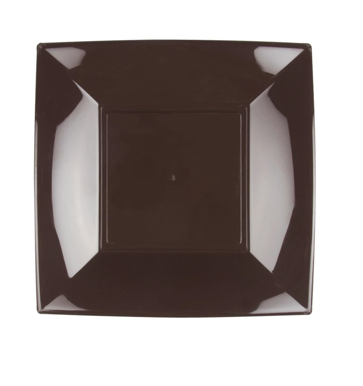 Assiette Plastique Réutilisable Plate Marron PP 230mm (25 Utés)