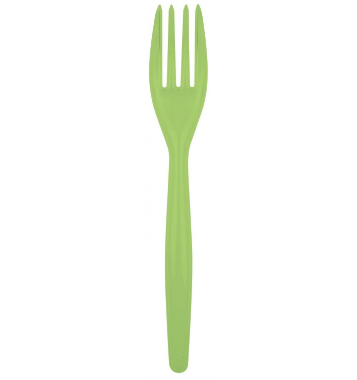 Fourchette Plastique Easy PS vert citron 180mm (500 Unités)
