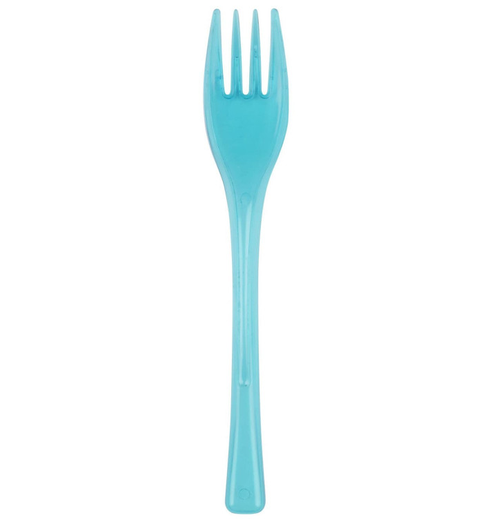 Fourchette Plastique Fly Turquoise Transp. 140mm (50 Utés) Fourchette Plastique Fly Turquoise Transp. 140mm (50 Utés)