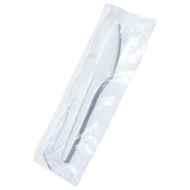 Couteau en Plastique Blanc 165mm en Sachet (1000 Utés)