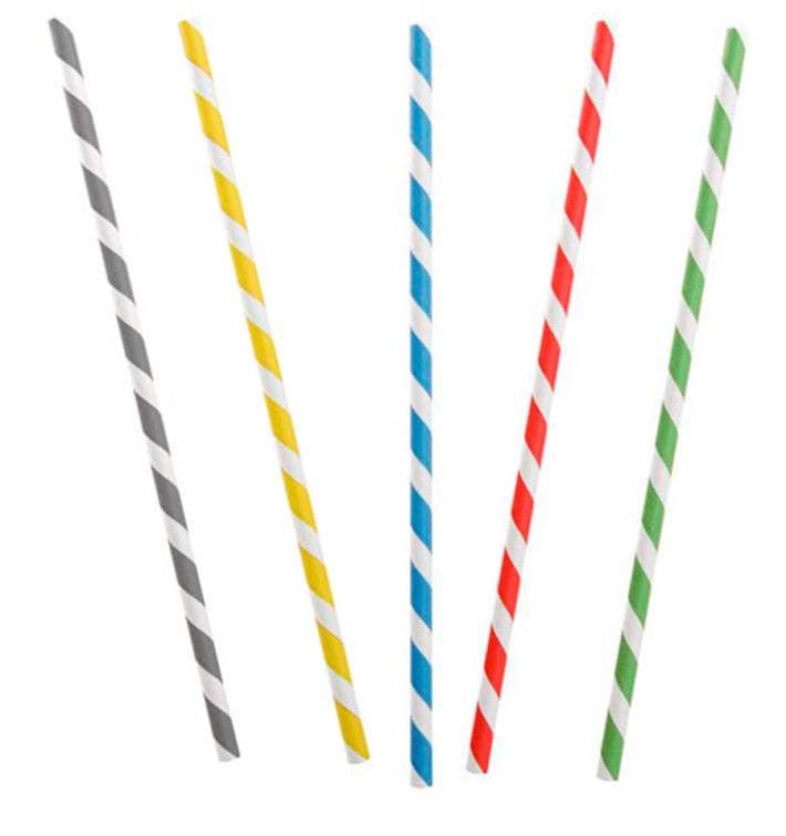 Paille Flexible Papier Assortiment Ø6mm 230mm (6000 Utés) Paille Flexible Papier Assortiment Ø6mm 230mm (6000 Utés)