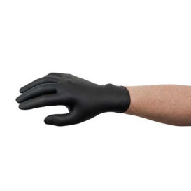 Gants Nitrile sans Poudre Noir Taille S AQL 1.5 (100 Utés)