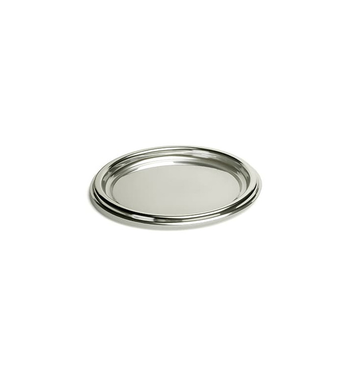 Plateau en Plastique Rond Argenté 30 cm (5 Utés) Plateau en Plastique Rond Argenté 30 cm (5 Utés)