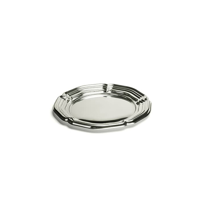Plateau en Plastique Rond Argenté 34 cm (5 Utés) Plateau en Plastique Rond Argenté 34 cm (5 Utés)