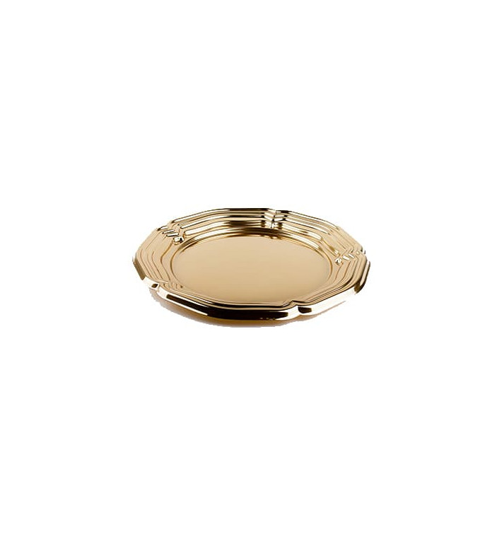 Plateau en Plastique Rond Doré 34 cm (50 Utés) Plateau en Plastique Rond Doré 34 cm (50 Utés)