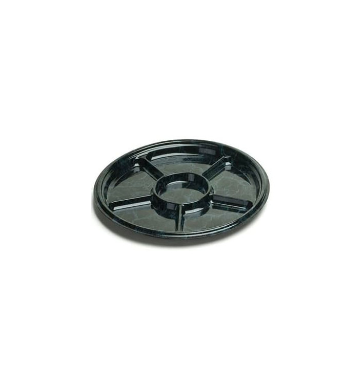 Plateau Plastique 6 Comp. Marbré 40 cm (50 Utés) Plateau Plastique 6 Comp. Marbré 40 cm (50 Utés)