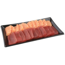 Plateau Plastique Rectangulaire Noir 12x22cm (50 Unités)