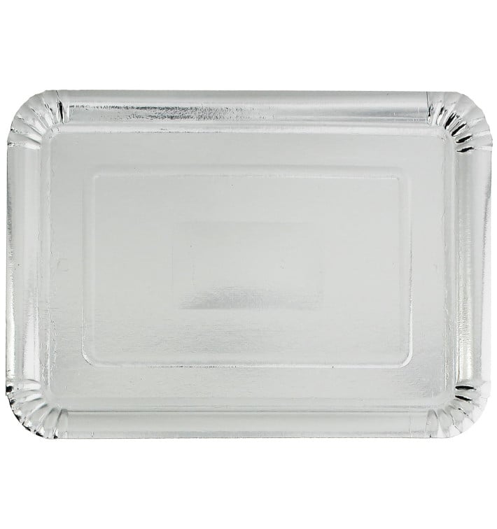 Plat rectangulaire en Carton Argenté 25x34cm (800 Unités)