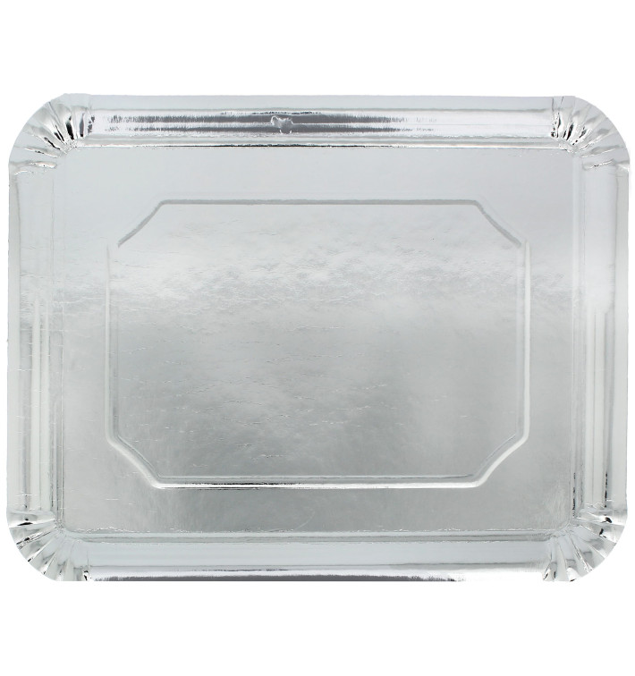 Plat rectangulaire en Carton Argenté 25x34cm (800 Unités)