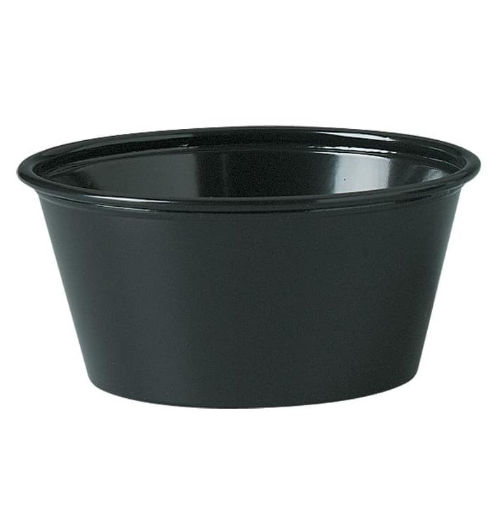 Pot à Sauce Plastique PS Noir 100ml Ø7,3cm (2500 Utés) Pot à Sauce Plastique PS Noir 100ml Ø7,3cm (2500 Utés)