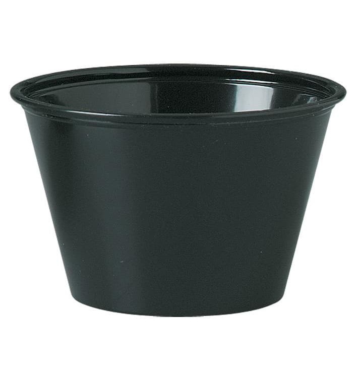 Pot à Sauce Plastique PS Noir 120ml Ø7,3cm (2500 Utés) Pot à Sauce Plastique PS Noir 120ml Ø7,3cm (2500 Utés)