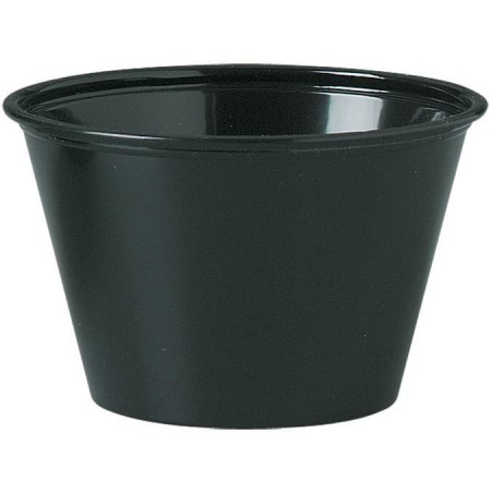 Pot Plastique PS Noir à Sauce 120ml Ø7,5cm (2.500 Utés)