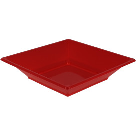 Assiette Plastique Creuse Carrée Rouge 170mm (300 Unités)