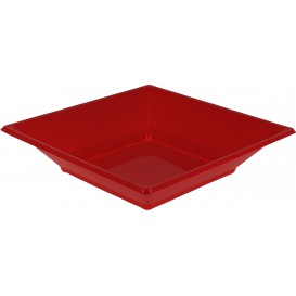 Assiette Plastique Creuse Carrée Rouge 170mm (25 Unités)
