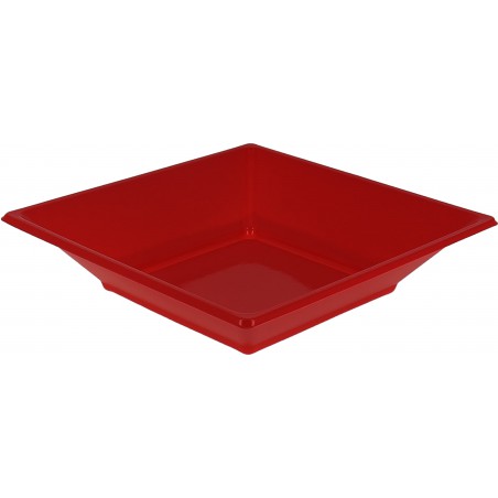 Assiette Plastique Creuse Carrée Rouge 170mm (750 Unités)