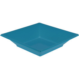 Assiette Plastique Creuse Carrée Turquoise170mm (5 Unités)