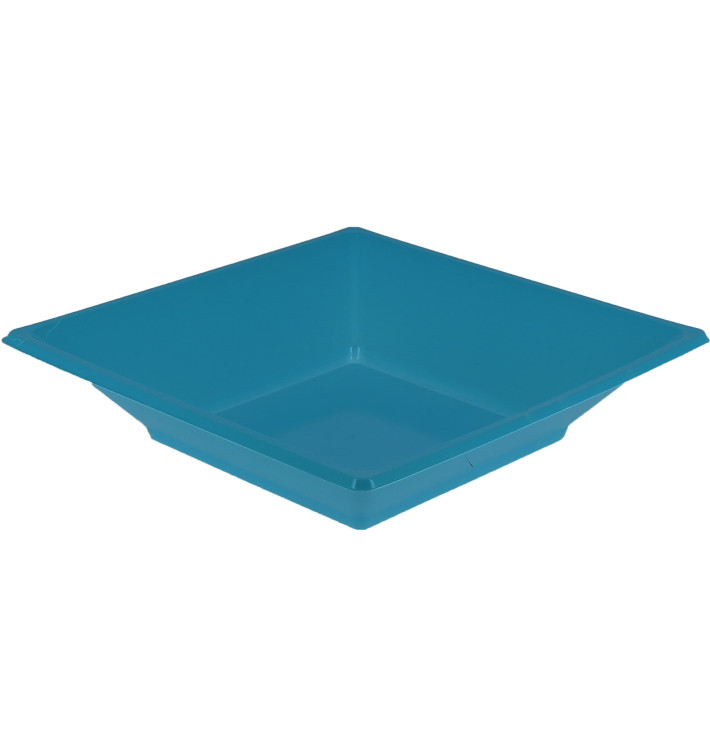 Assiette Plastique Creuse Carrée Turquoise170mm (5 Unités)