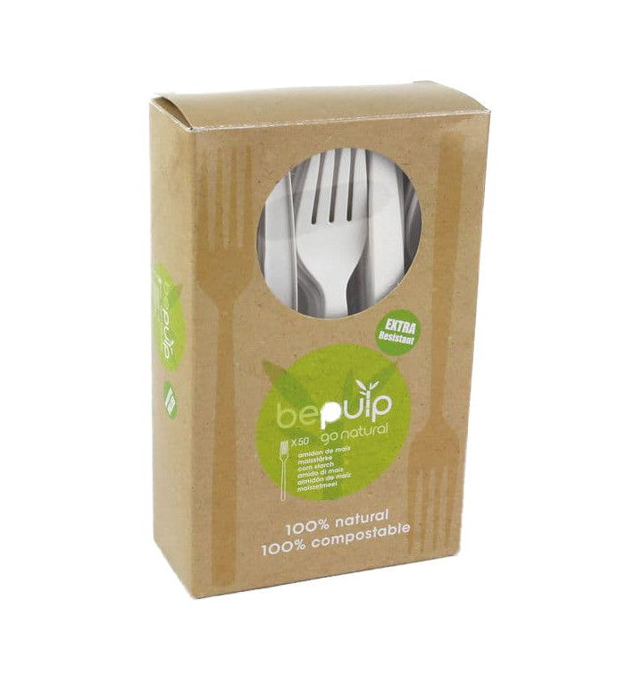 Fourchette Biodégradable CPLA Blanc 160mm en boîte (50 Utés) Fourchette Biodégradable CPLA Blanc 160mm en boîte (50 Utés)