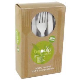 Fourchette Biodegradable CPLA Blanc 160mm en boîte (500 Utés)