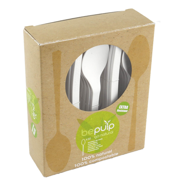 Cuillère Biodegradable CPLA Blanc 155mm en boîte (500 Utés) Cuillère Biodegradable CPLA Blanc 155mm en boîte (500 Utés)