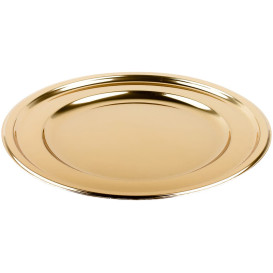 Assiette en Plastique PET Ronde Doré Ø18,5cm (6 Utés)
