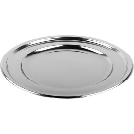 Assiette en Plastique PET Ronde Argenté Ø23cm (6 Utés)