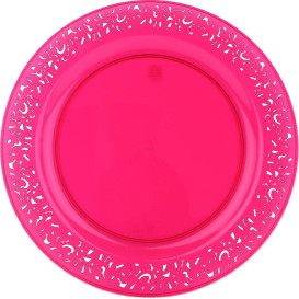 Assiette Plastique Ronde "Lace" Framboise Ø19cm (88 Utés)