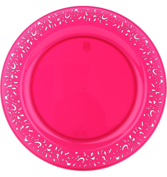 Assiette Plastique Ronde "Lace" Framboise Ø19cm (88 Utés)