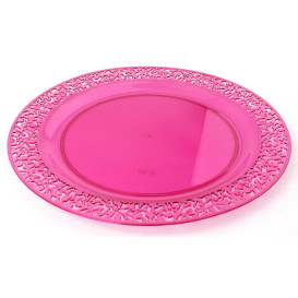 Assiette Plastique Ronde "Lace" Framboise Ø19cm (88 Utés)