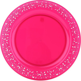 Assiette Plastique Ronde "Lace" Framboise Ø23cm (88 Utés)