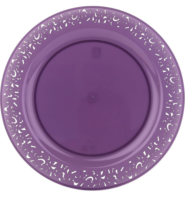 Assiette Plastique Ronde "Lace" Aubergine Ø23cm (4 Utés) Assiette Plastique Ronde "Lace" Aubergine Ø23cm (4 Utés)