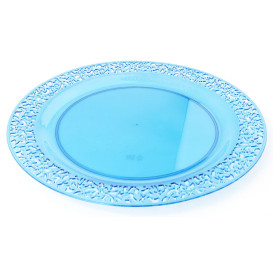 Assiette Plastique Ronde "Lace" Turquoise Ø19cm (88 Utés)