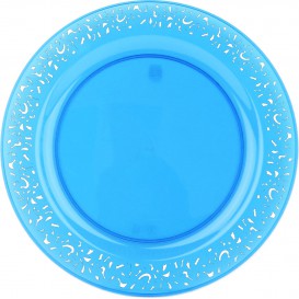 Assiette Plastique Ronde "Lace" Turquoise Ø19cm (88 Utés)
