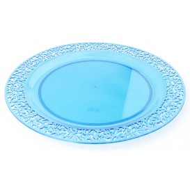 Assiette Plastique Ronde "Lace" Turquoise Ø23cm (88 Utés)