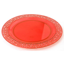 Assiette Plastique Ronde "Lace" Orange Ø19cm (4 Utés)