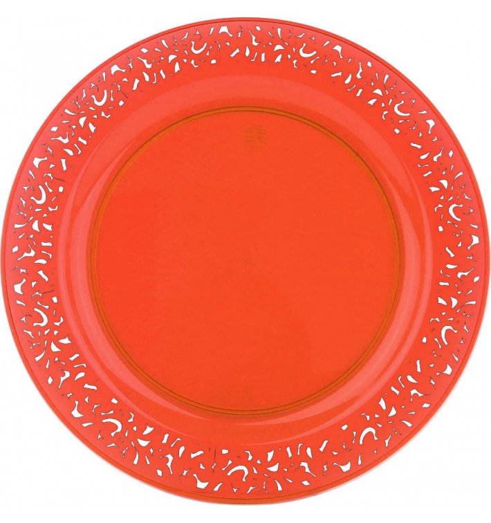 Assiette Plastique Ronde "Lace" Orange Ø19cm (4 Utés)