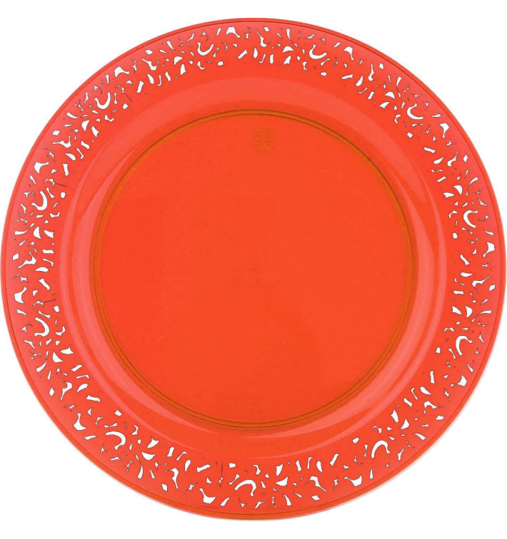 Assiette Plastique Ronde "Lace" Orange Ø19cm (4 Utés) Assiette Plastique Ronde "Lace" Orange Ø19cm (4 Utés)