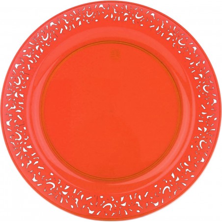 Assiette Plastique Ronde "Lace" Orange Ø19cm (4 Utés)