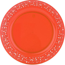 Assiette Plastique Ronde "Lace" Orange Ø23cm (4 Utés)