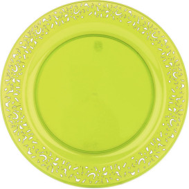 Assiette Plastique Ronde "Lace" Vert Ø19cm (4 Utés)