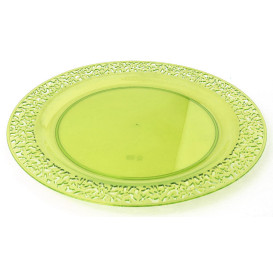 Assiette Plastique Ronde "Lace" Vert Ø23cm (4 Utés)