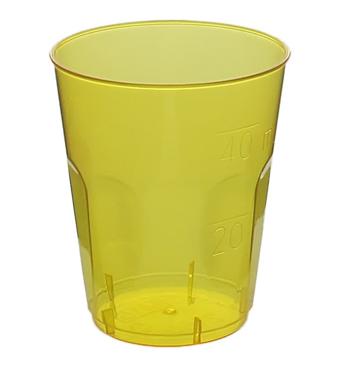 Gobelet Shot "Diamant" PS Cristal Jaune 50ml (20 Utés) Gobelet Shot "Diamant" PS Cristal Jaune 50ml (20 Utés)