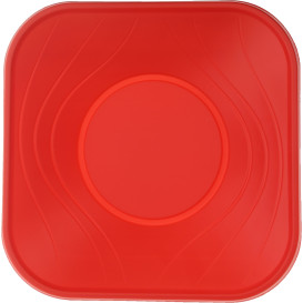 Bol Plastique PP Carré "X-Table" Rouge 18x18cm (8 Utés)