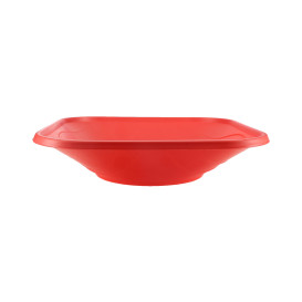 Bol Plastique PP Carré "X-Table" Rouge 18x18cm (8 Utés)